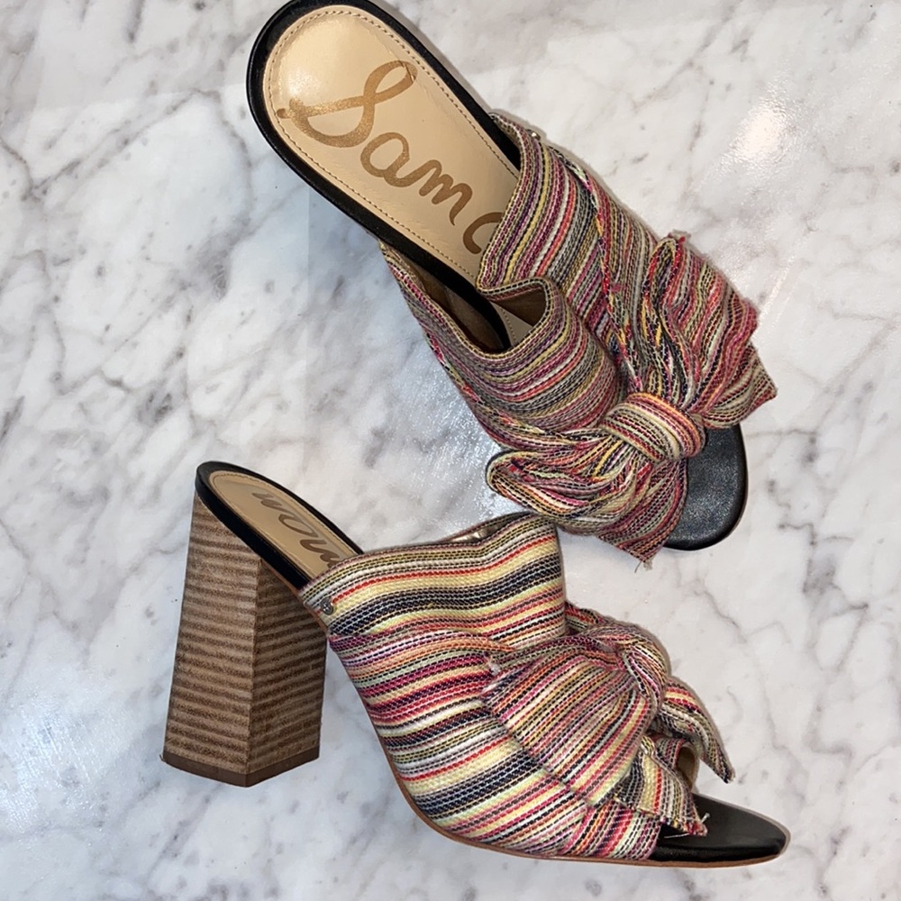 Sam Edelman Yumi Woven Stripe Heeled Mule Sandal